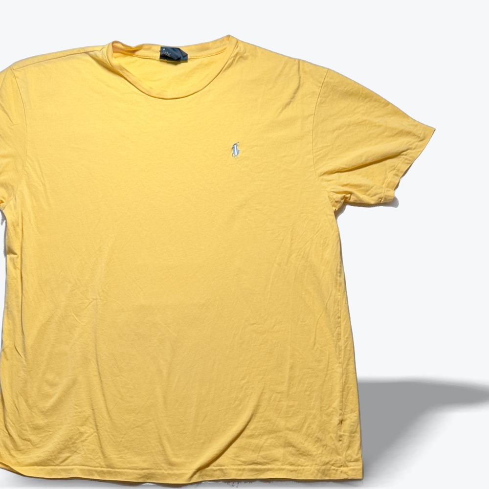 Polo Ralph Lauren Short Sleeve T-Shirt Pony Logo Mens Yellow Cotton Size Large